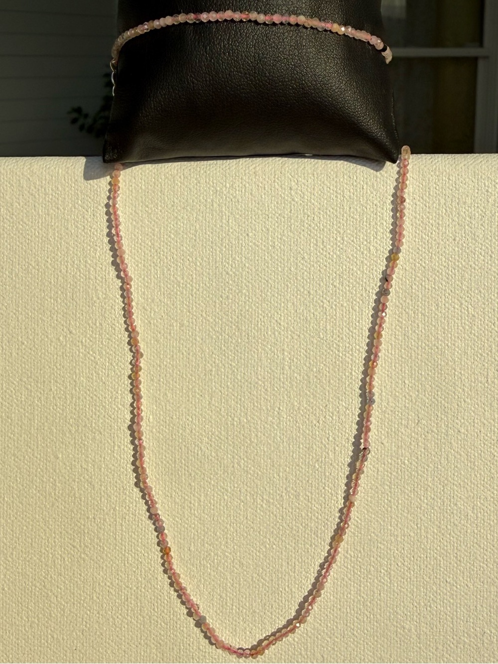 Morganite Beaded Necklace and Bracelet Set